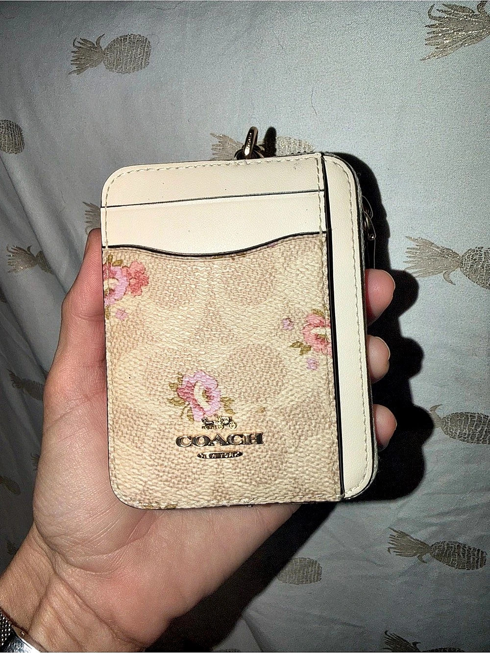 Coach Zip Card Case in Signature Canvas with Floral Print- Like New!